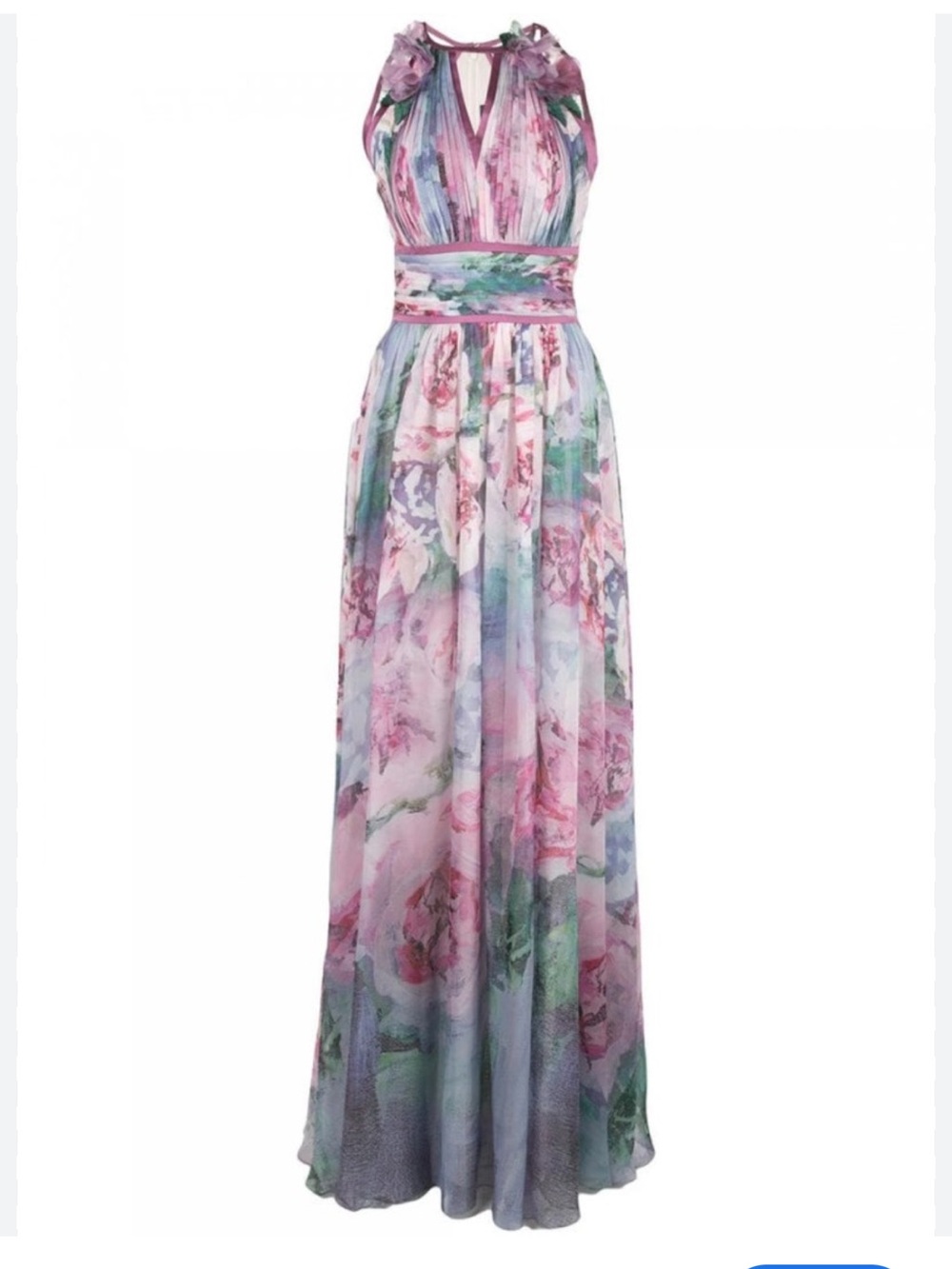 Marchesa Pastel Floral Chiffon Maxi Skirt - Pink, Green, Lavender